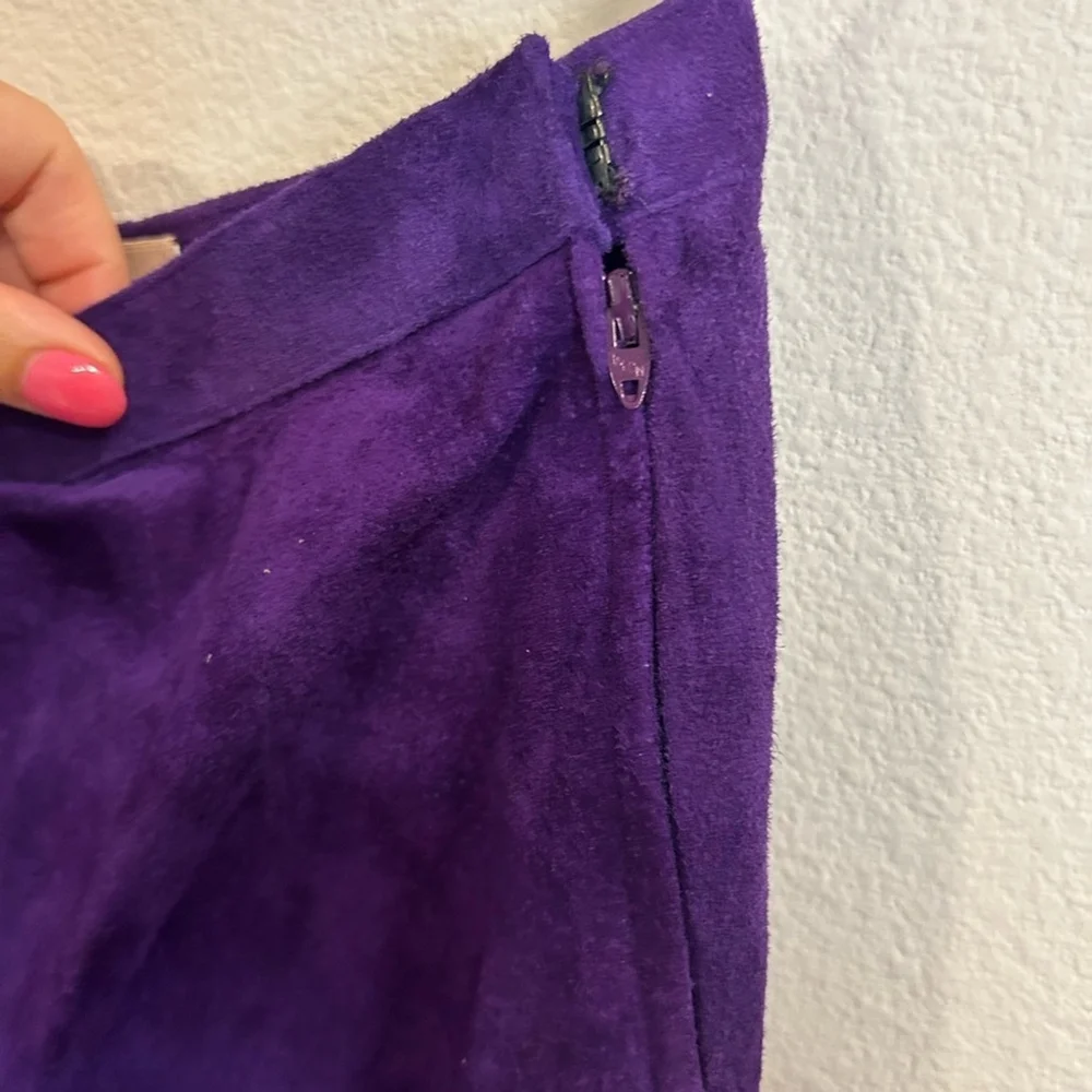 Oscar de la Renta Deep Purple Suede Skirt Quiet Luxury Old Money Size 12